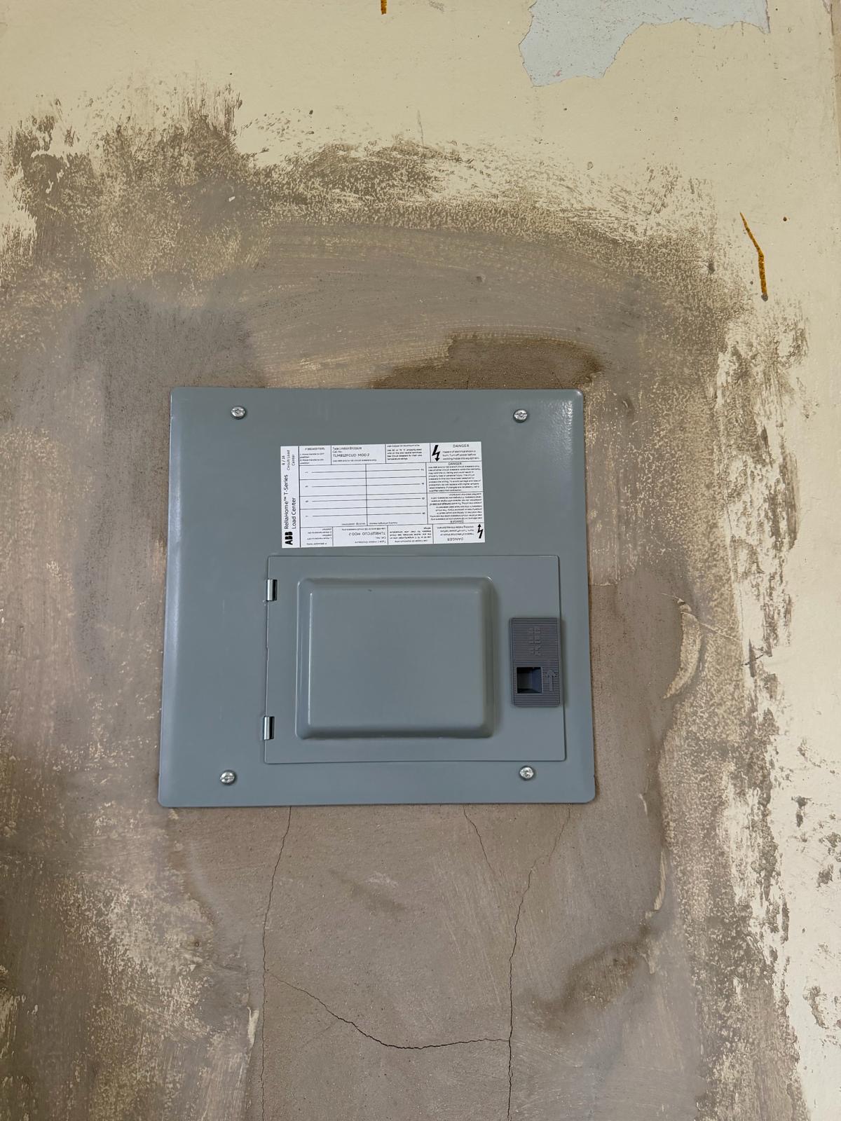 Finished load center with the cover and circuit directory in place